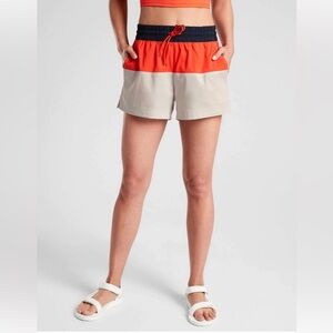 Athleta Oahu Colorblock Shorts Women’s Size 12 Vermilion Orange UPF Swim Surf